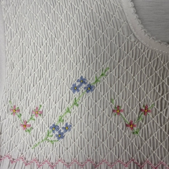 Smocked embroidered Pima cotton nightgown small tradwife prairie cottage - Picture 8 of 10